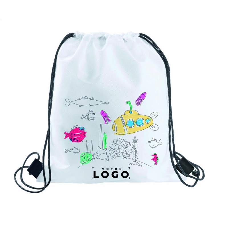 Sac à cordon à coloriage personnalisé avec 5 marqueurs  Goodie créatif