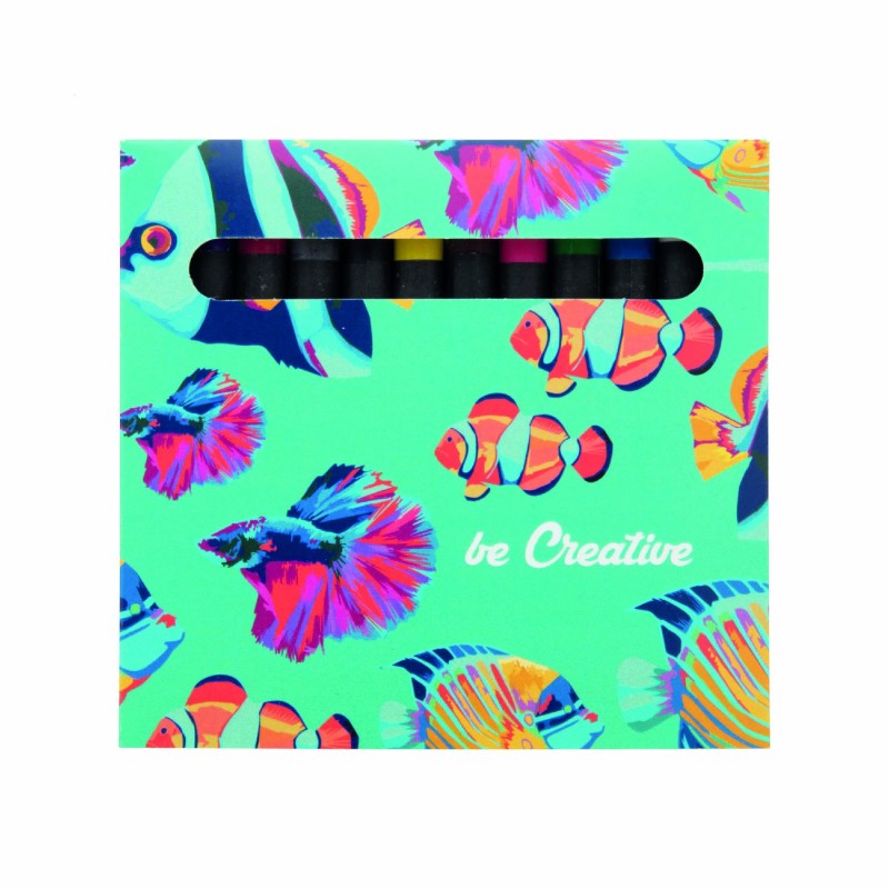 12 crayons de couleur noires personnalisables avec boîte imprimée