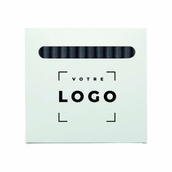 12 crayons de couleur noires personnalisables avec boîte imprimée