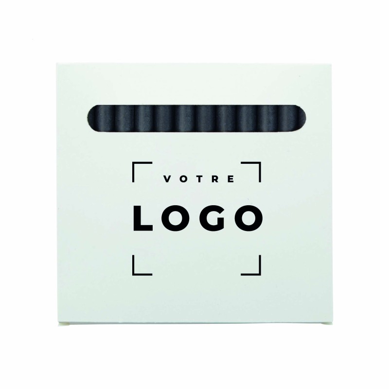 12 crayons de couleur noires personnalisables avec boîte imprimée