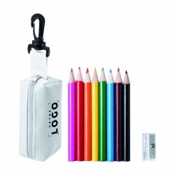 Set de 8 crayons de couleur en bois avec taille-crayons - Étui zippé