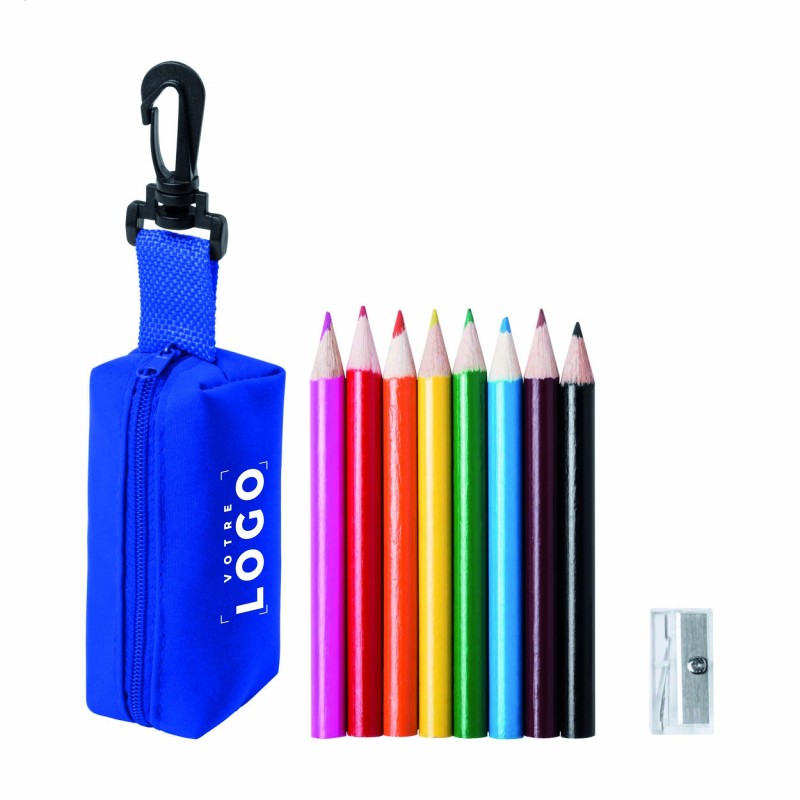 Set de 8 crayons de couleur en bois avec taille-crayons - Étui zippé