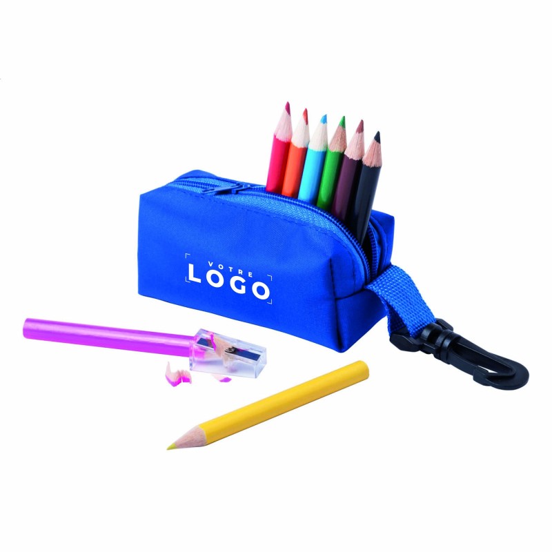 Set de 8 crayons de couleur en bois avec taille-crayons - Étui zippé