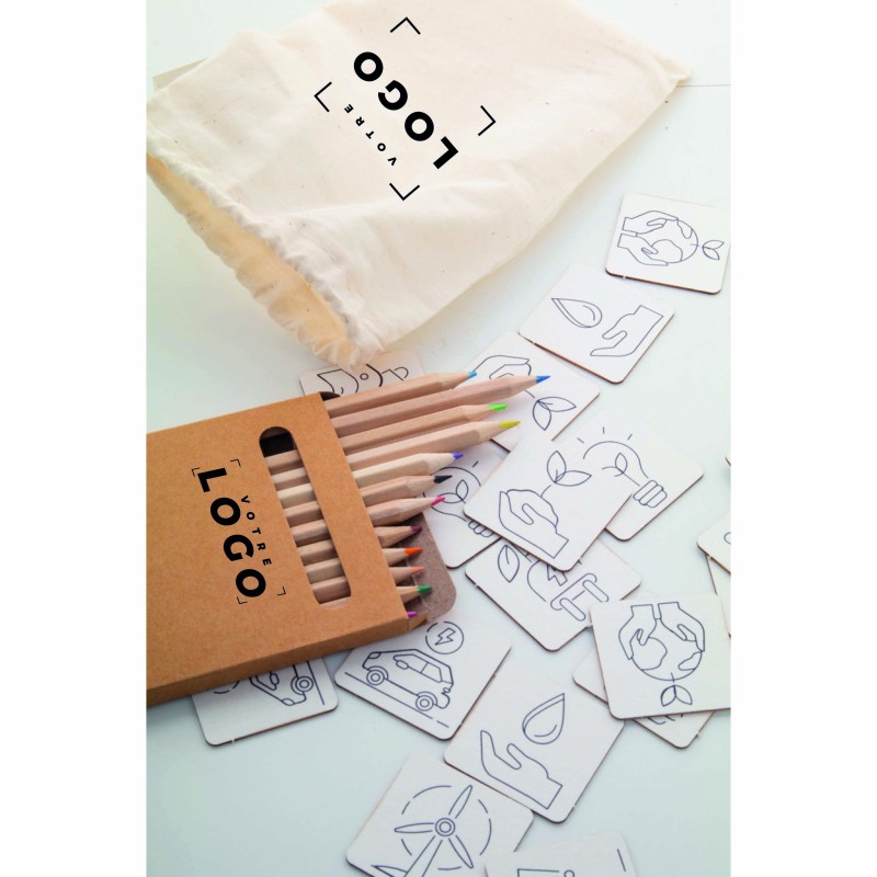 Jeu de memory à colorier écologique – Cadeau d’affaires personnalisé