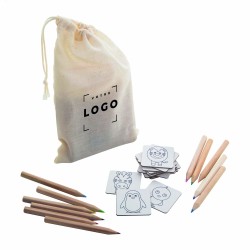 Jeu de Memory à colorier personnalisé en pochette coton