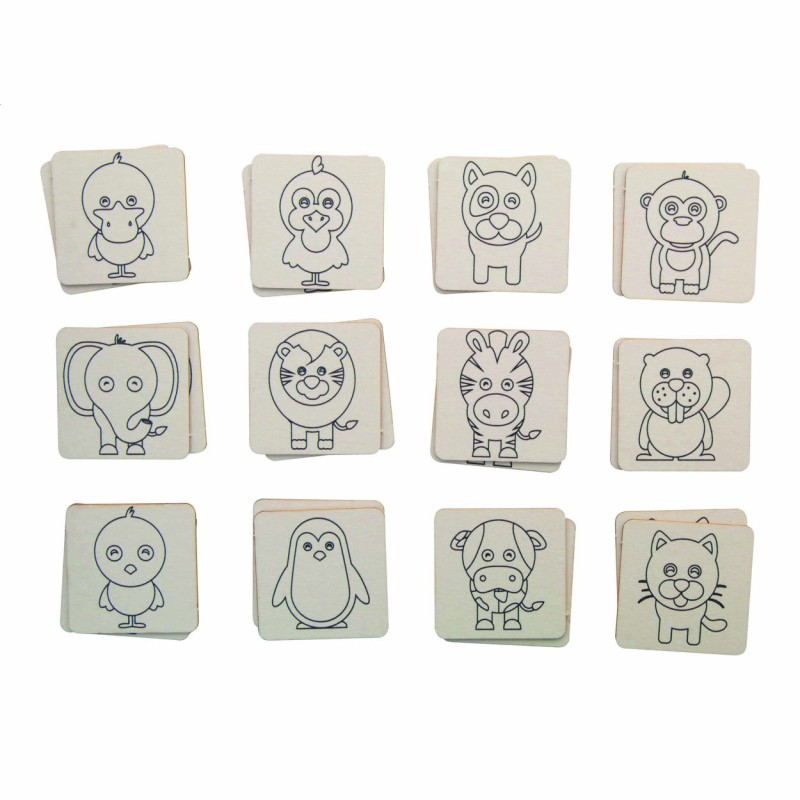 Jeu de Memory à colorier personnalisé en pochette coton