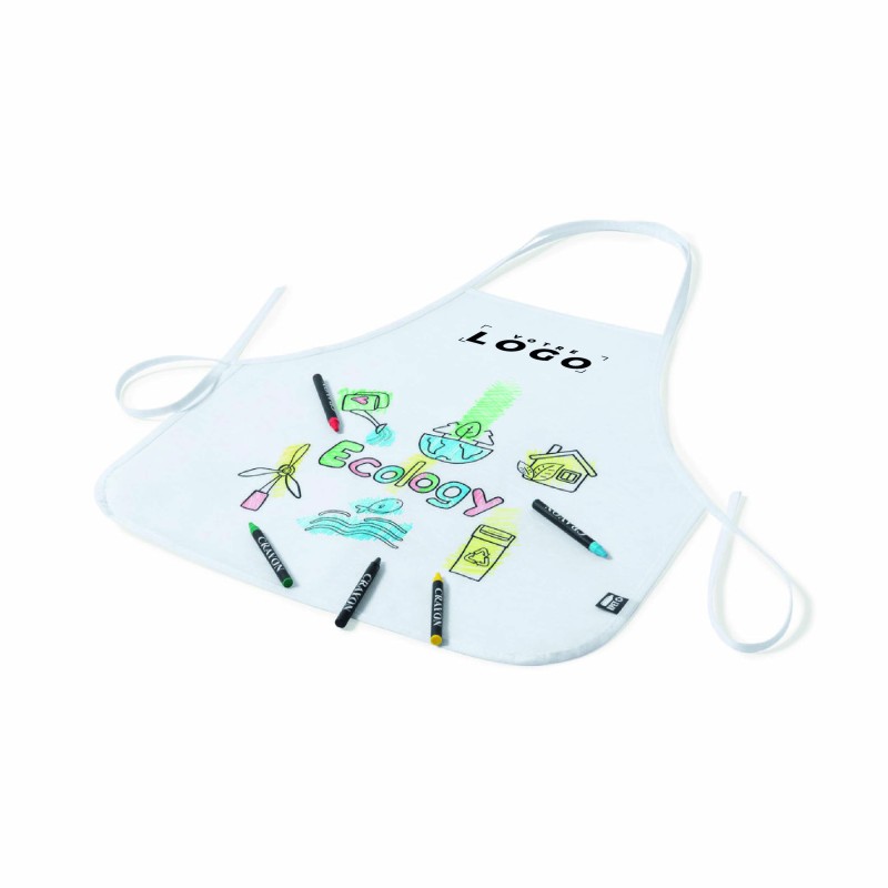 Tablier enfant personnalisable en RPET avec crayons de cire