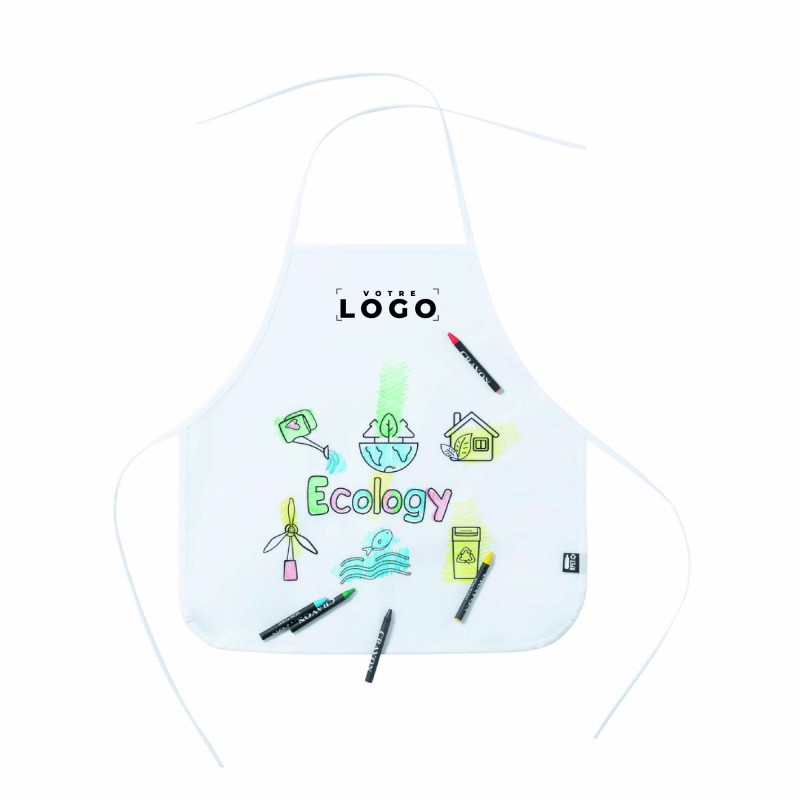 Tablier enfant personnalisable en RPET avec crayons de cire