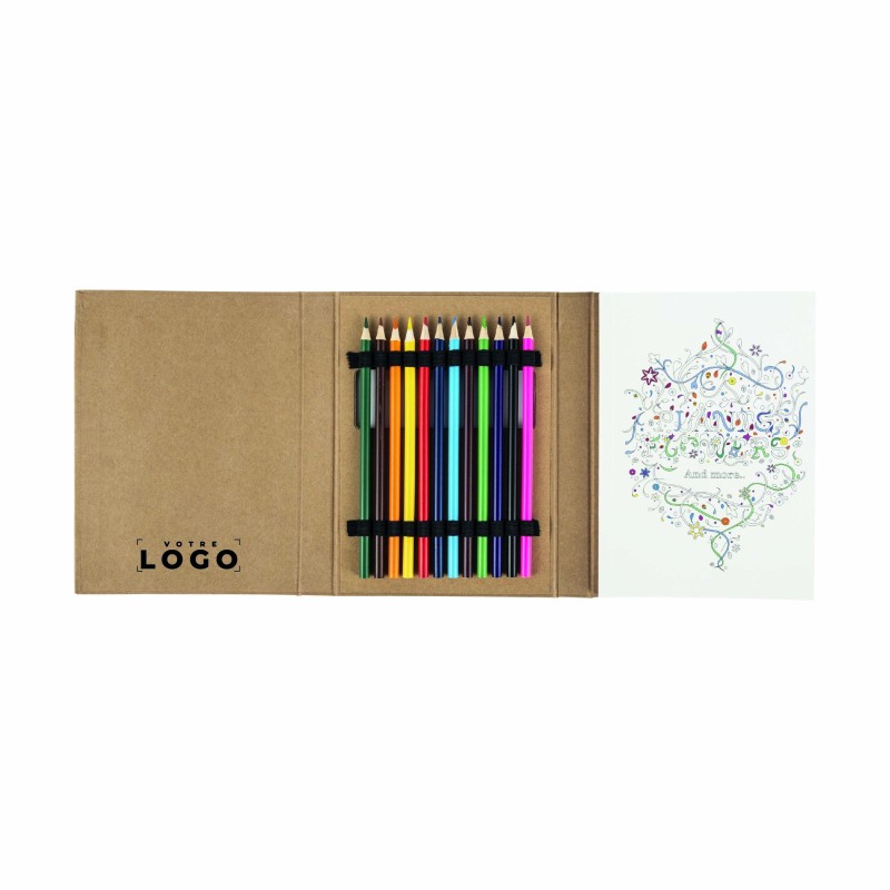 Carnet de coloriage personnalisable avec 50 dessins et 12 crayons