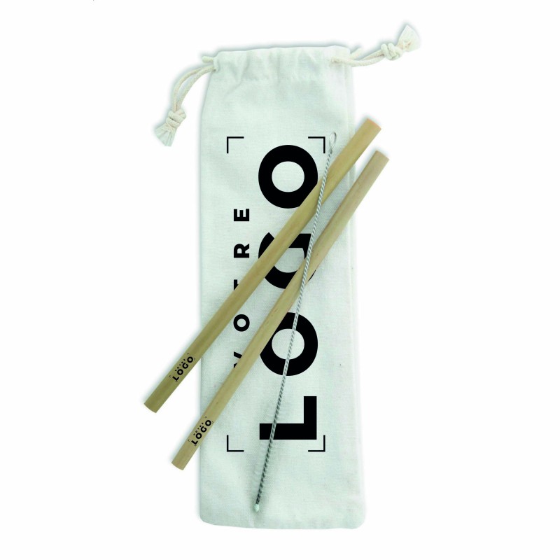 Pailles en bambou réutilisables – Set écologique personnalisé