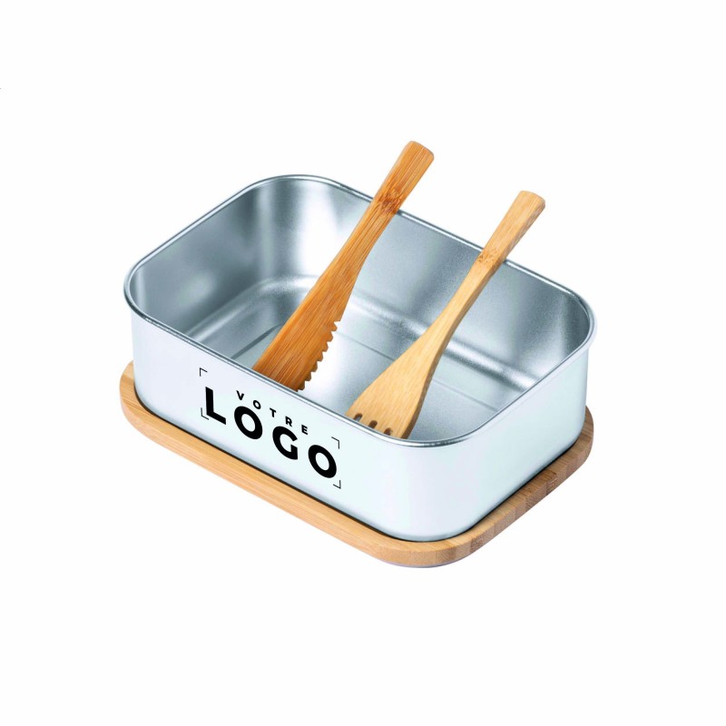 Lunch Box en Inox avec Couvercle Bambou – Personnalisable