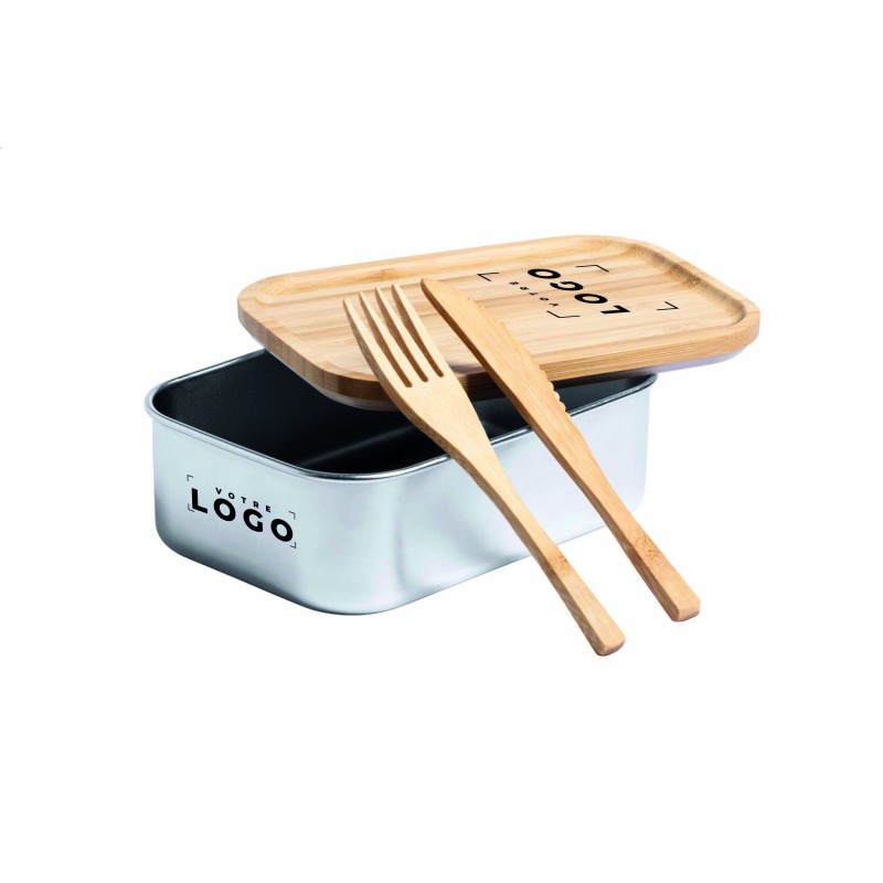 Lunch Box en Inox avec Couvercle Bambou – Personnalisable
