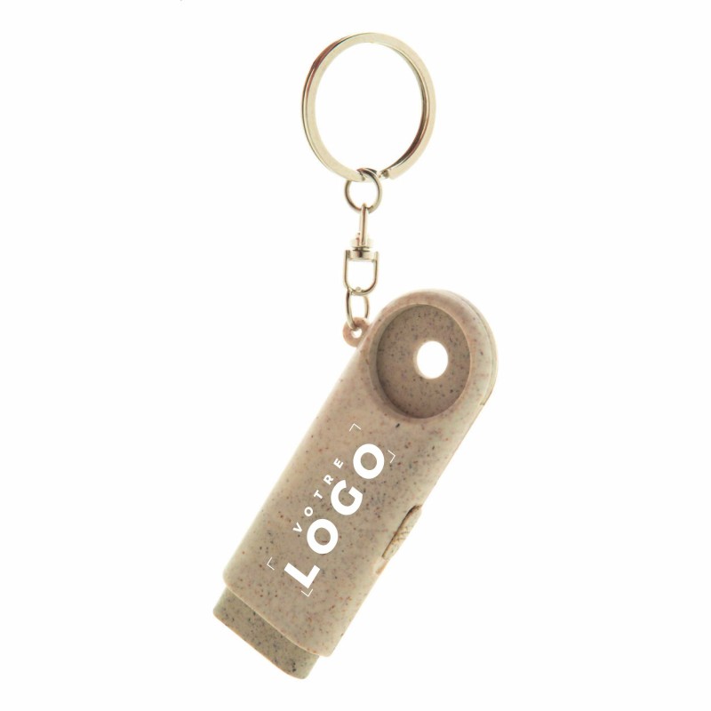 Porte-clés jeton LED en paille de blé – Écologique et personnalisable