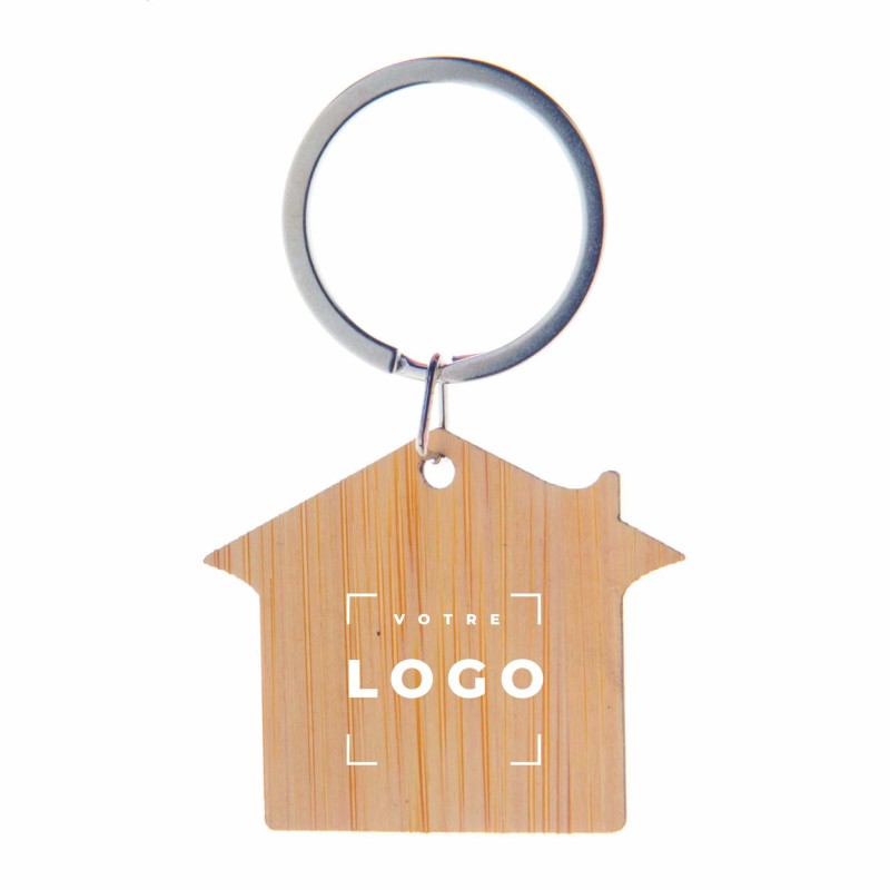 Porte-clés maison en bambou – Personnalisable