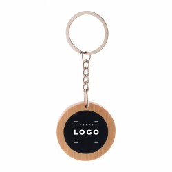 Porte-clés bambou et acier inoxydable – Gravure laser