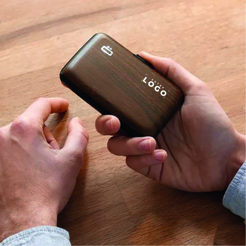 Porte-cartes anti-RFID aluminium bois – Cadeau d’entreprise