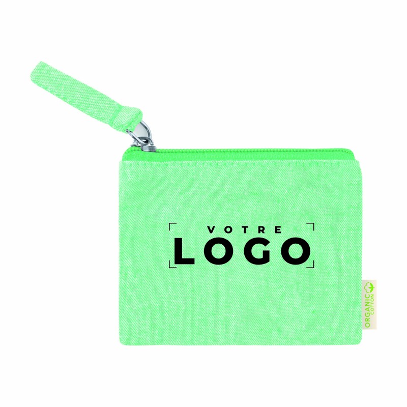 Porte-monnaie zippé 100% coton recyclé 180 g/m²