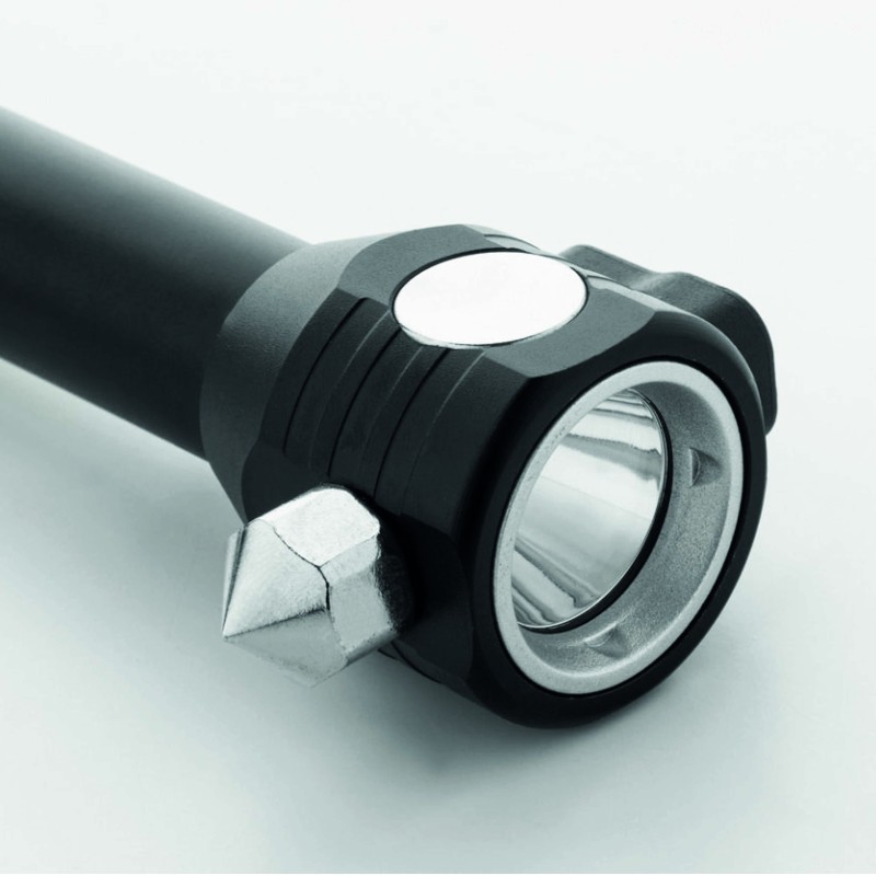 Lampe de poche 3 en 1 aluminium, marteau de secours et coupe-ceinture