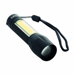 Lampe de poche rechargeable COB en aluminium – USB, zoom et projecteur