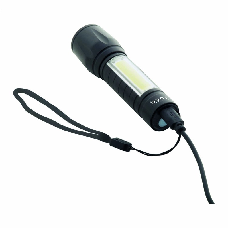 Lampe de poche rechargeable COB en aluminium – USB, zoom et projecteur