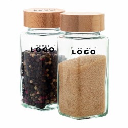 Set de 2 Bocaux à Épices en Verre avec Couvercle Bambou