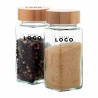 Set de 2 Bocaux à Épices en Verre avec Couvercle Bambou