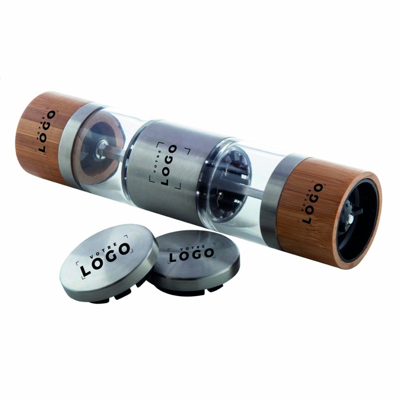 Moulin à Sel et Poivre en Bambou et Inox avec Broyeur Céramique