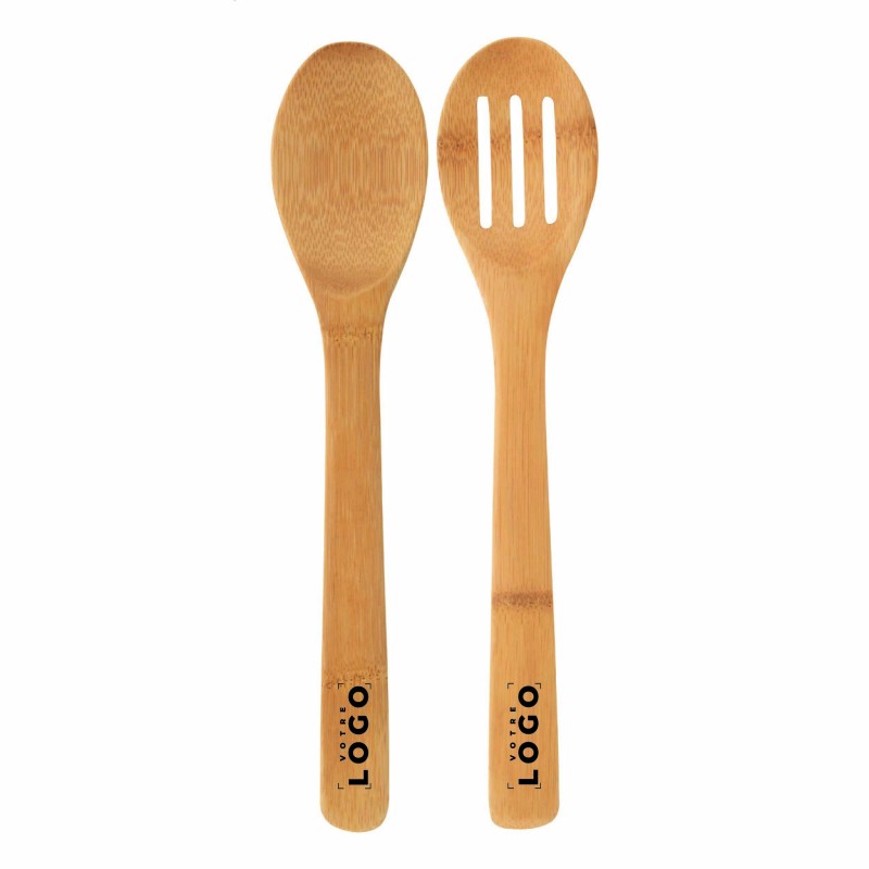Set de 2 Cuillères à Salade en Bambou Naturel – Personnalisable