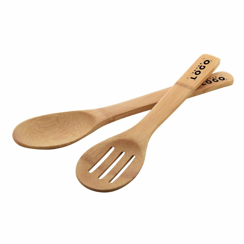 Set de 2 Cuillères à Salade en Bambou Naturel – Personnalisable