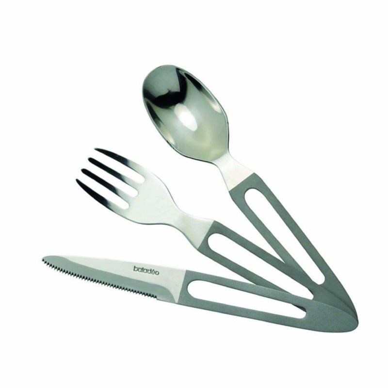 Couverts de voyage 3-en-1 en inox 420 avec housse néoprène
