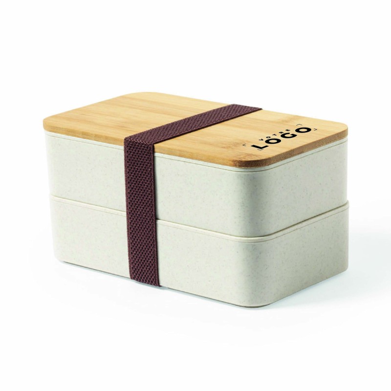 Lunch box 1,4 L en PP avec couvercle bambou – 2 compartiments