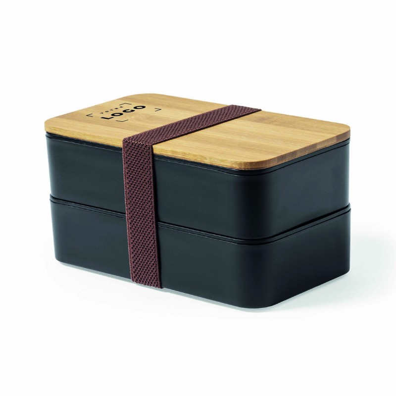 Lunch box 1,4 L en PP avec couvercle bambou – 2 compartiments