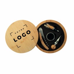 Set à Vin Bambou – Tire-Bouchon, Bouchons & Anneau Anti-Goutte