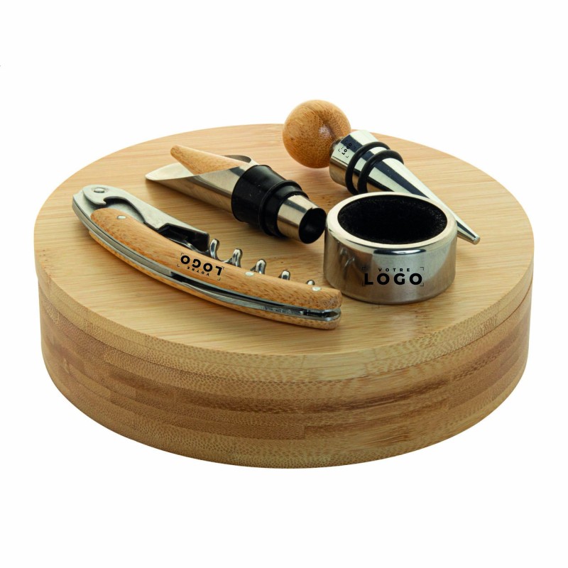 Set à Vin Bambou – Tire-Bouchon, Bouchons & Anneau Anti-Goutte