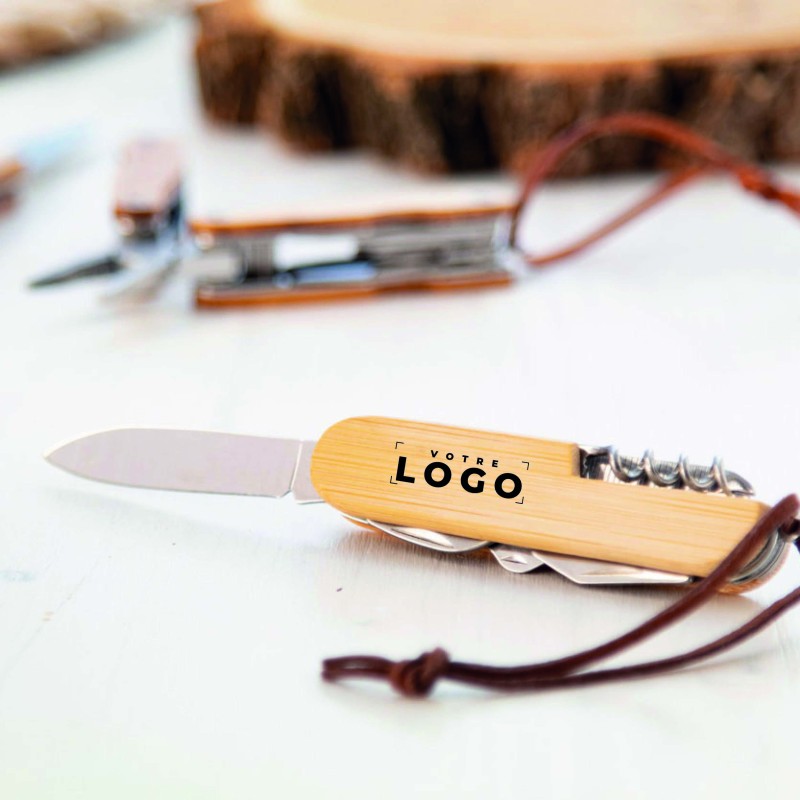 Couteau multi-fonctions bambou – 9 fonctions personnalisable