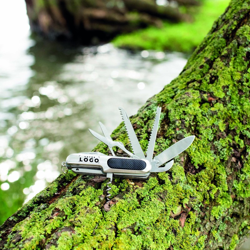 Canif 8 fonctions acier inoxydable – Personnalisable
