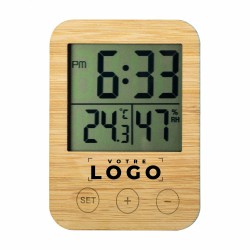 Station météo et horloge bambou – Personnalisable et design
