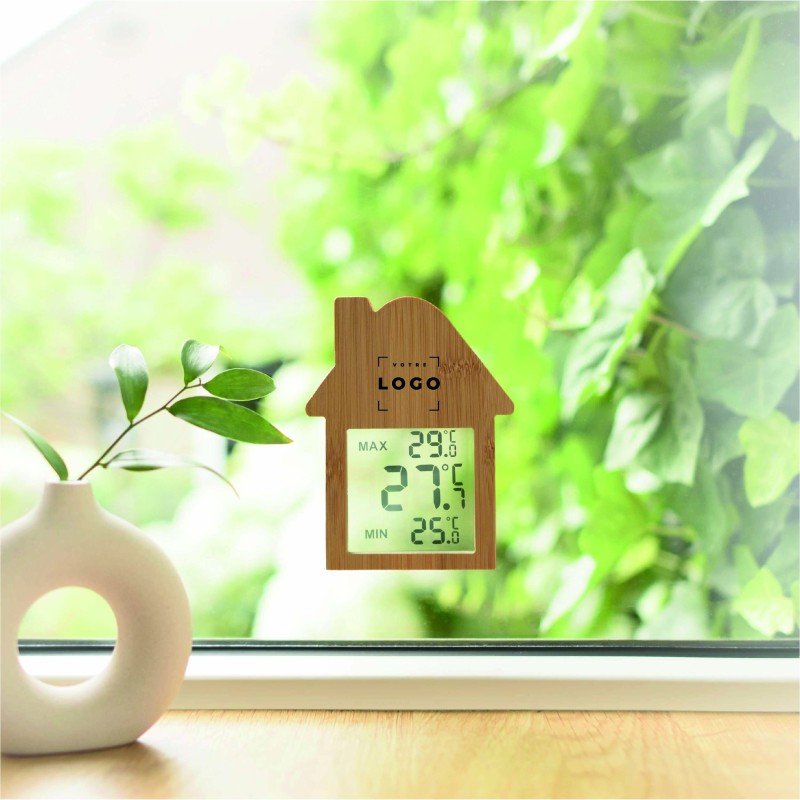 Station météo en bambou – Ventouse et personnalisable
