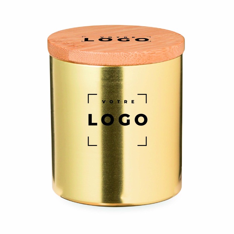 Bougie parfumée vanille – Métal, bambou et personnalisable