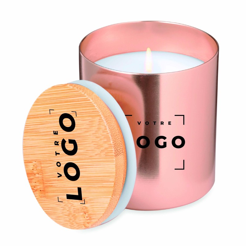 Bougie parfumée vanille – Métal, bambou et personnalisable