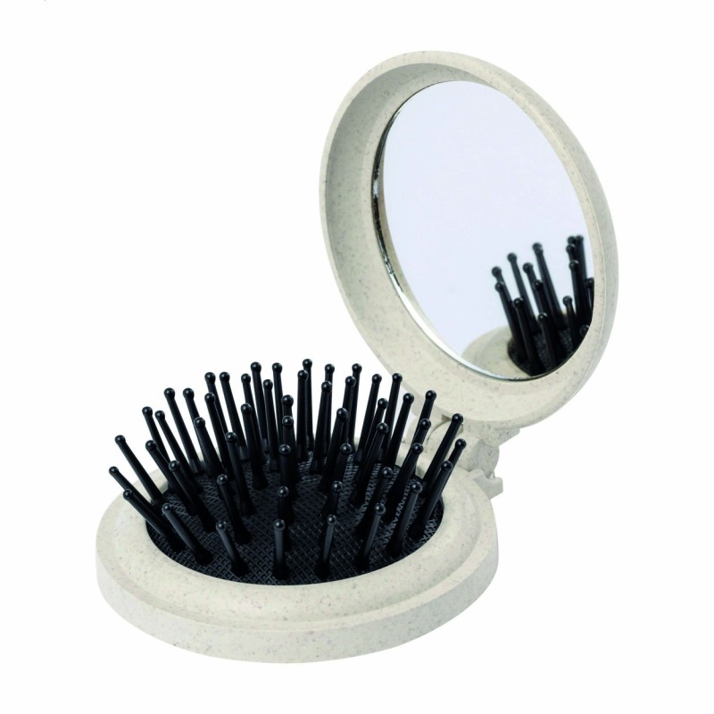 Brosse à cheveux pliable en paille de blé avec miroir