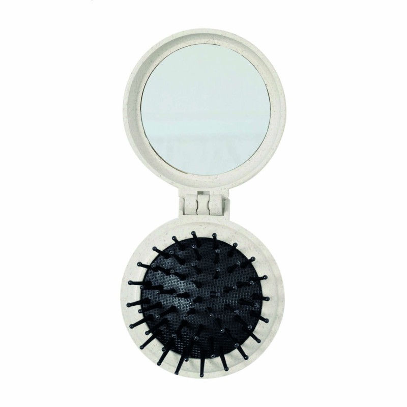 Brosse à cheveux pliable en paille de blé avec miroir