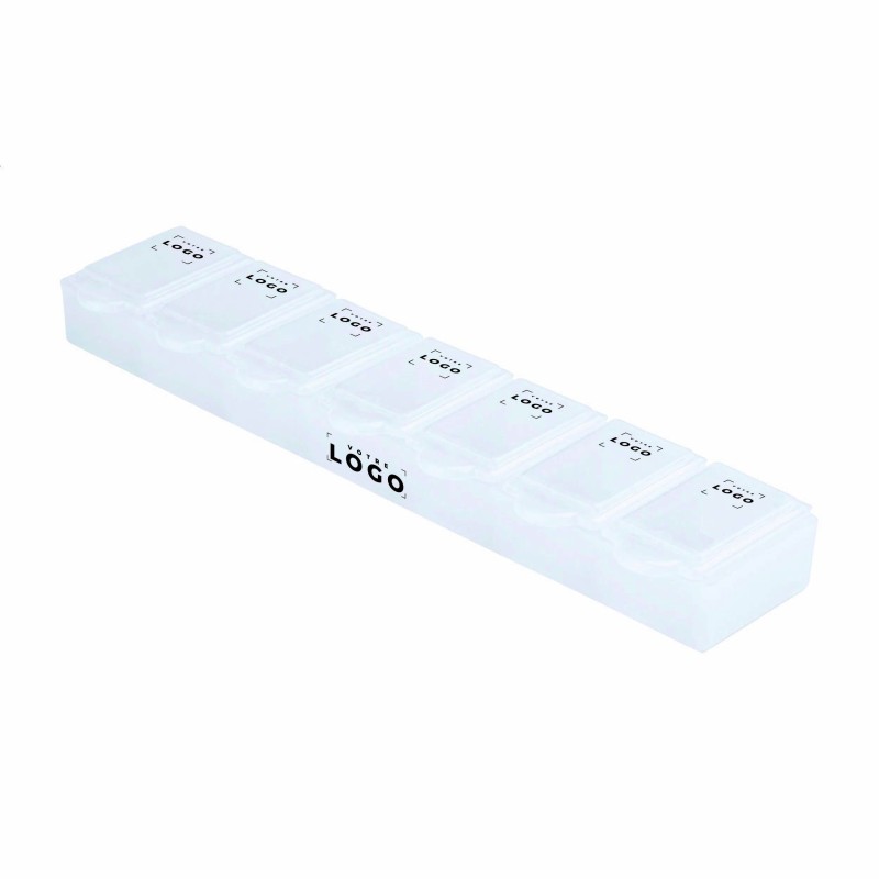 Pilulier avec 7 compartiments – Plastique coloré et personnalisable