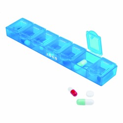 Pilulier avec 7 compartiments – Plastique coloré et personnalisable