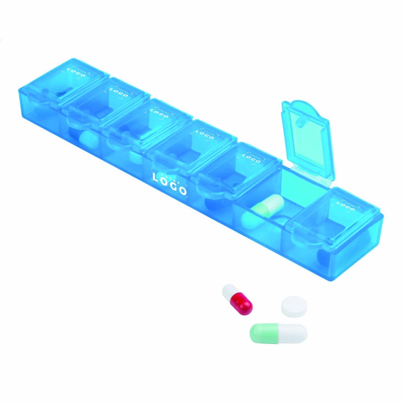 Pilulier avec 7 compartiments – Plastique coloré et personnalisable