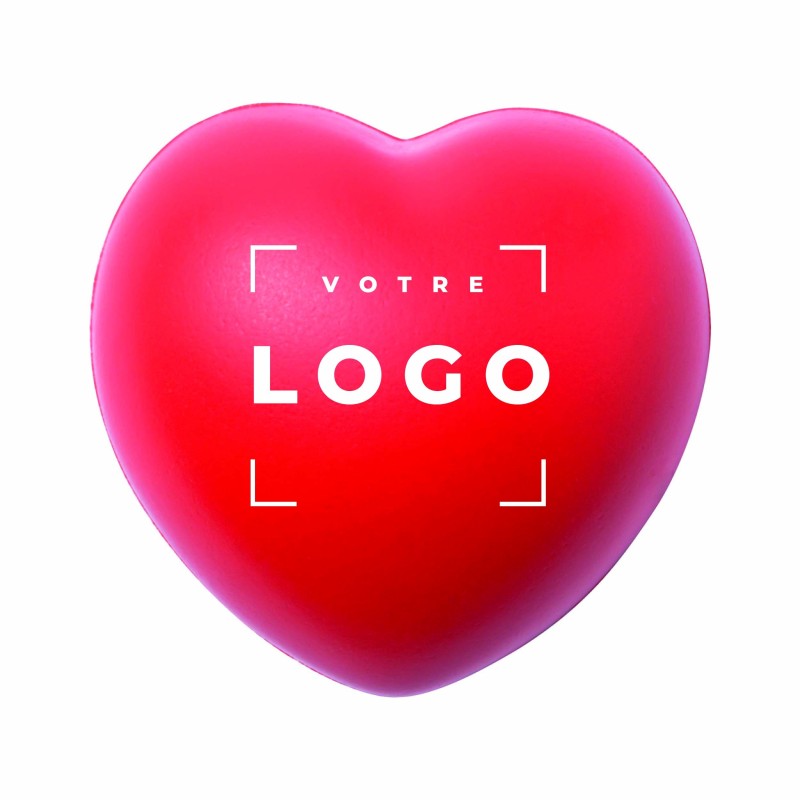 Balle anti-stress en forme de cœur en mousse PU – Objet publicitaire