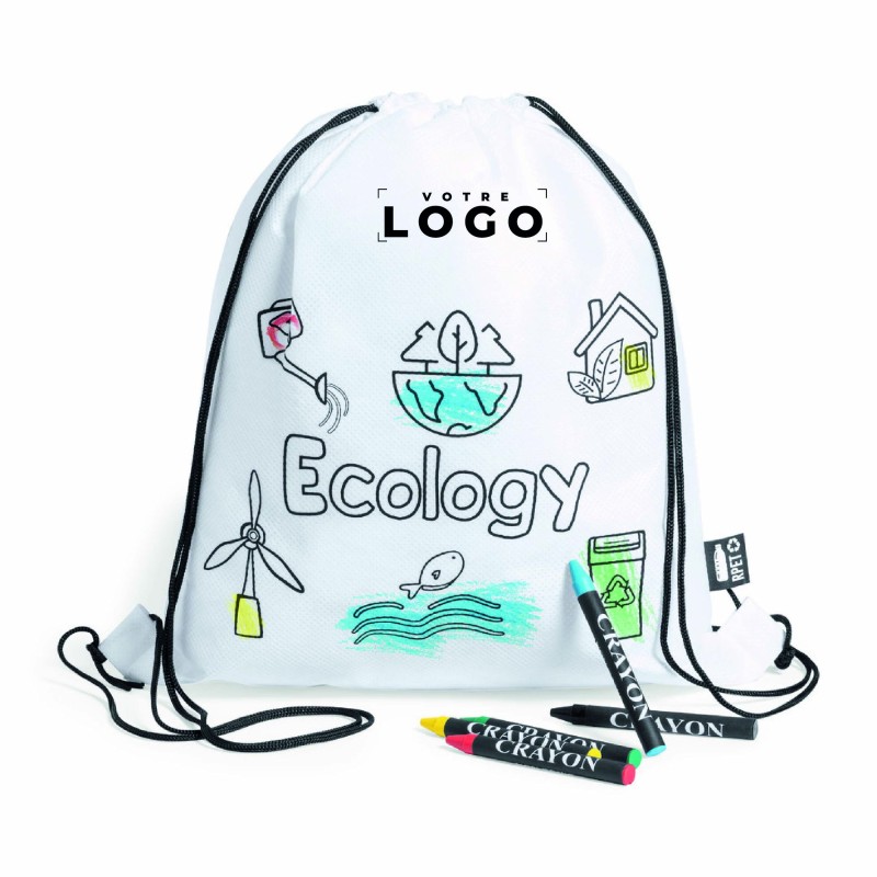Sac à dos à cordes RPET personnalisable à colorier | Responsables