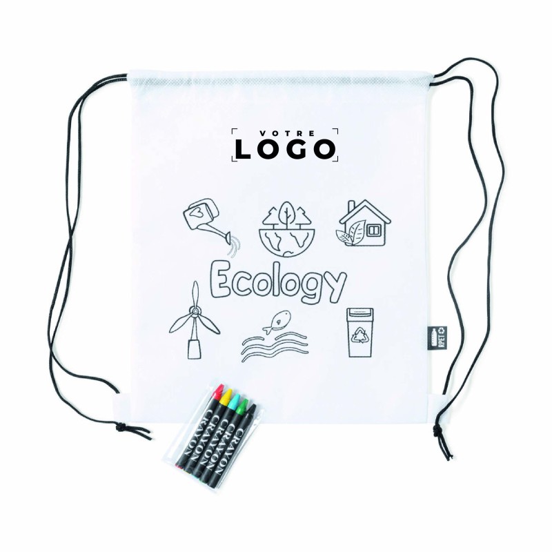 Sac à dos à cordes RPET personnalisable à colorier | Responsables