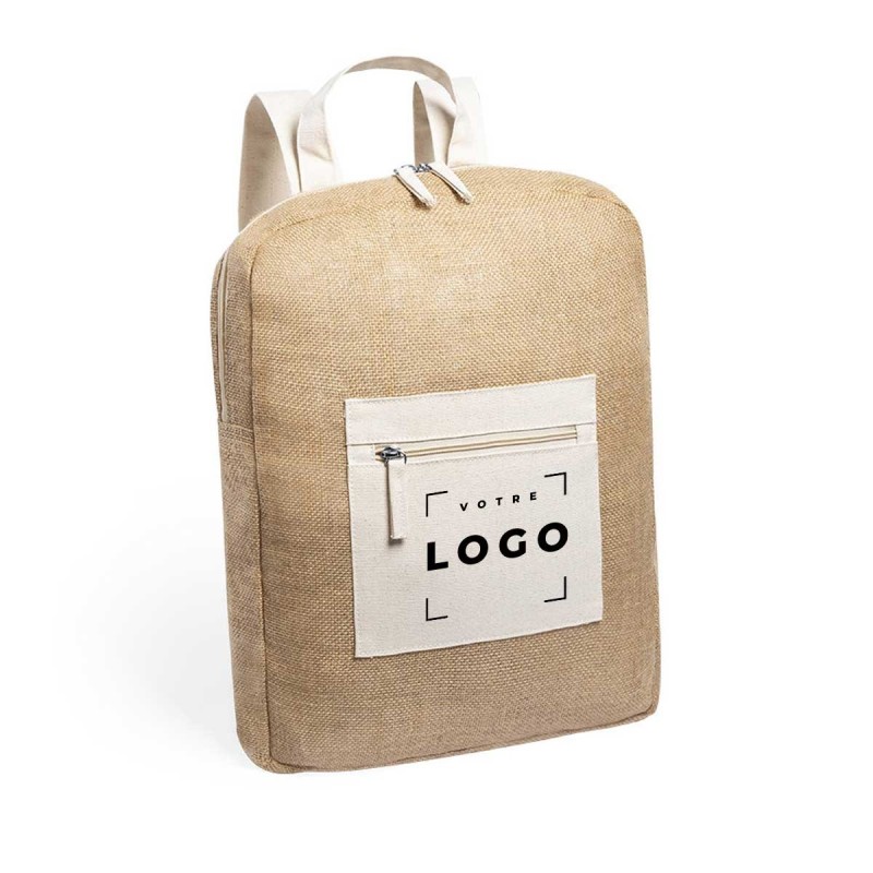 Sac à dos en jute et coton | Sac bicolore design et écologique