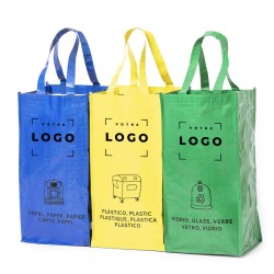 Ensemble 3 sacs recyclage personnalisables – PP 125 g/m²
